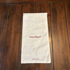Salvatore Ferragamo 100% Cotton Cream Dust Bag with Iconic Red Logo Drawstring